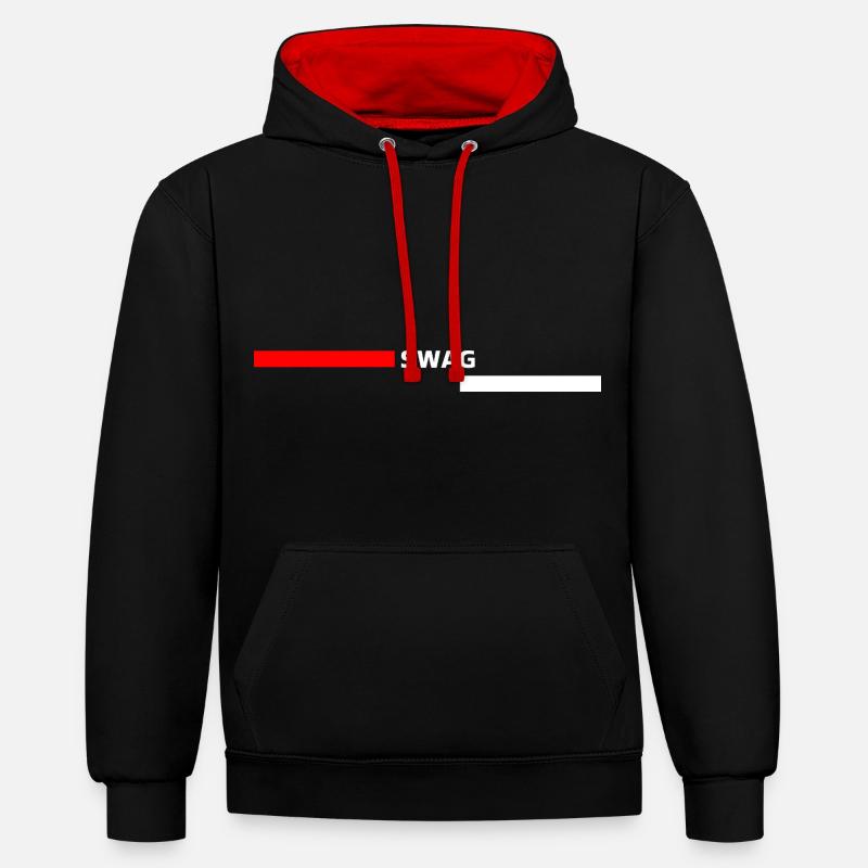 SWAG - Sweat à capuche contrasté - noir/rouge