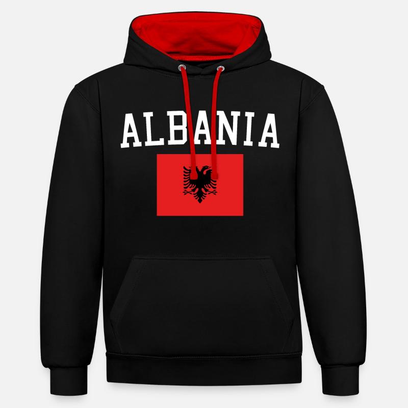 Drapeau albanais - Sweat à capuche contrasté - noir/rouge