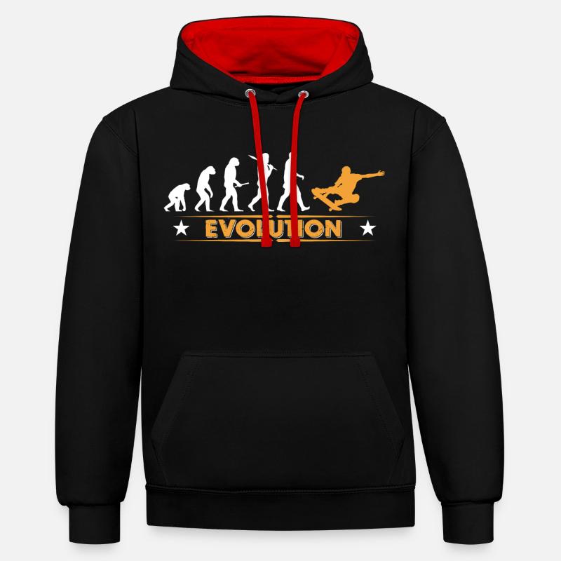 Skateboard Evolution - orange/weiss - Sweat à capuche contrasté - noir/rouge