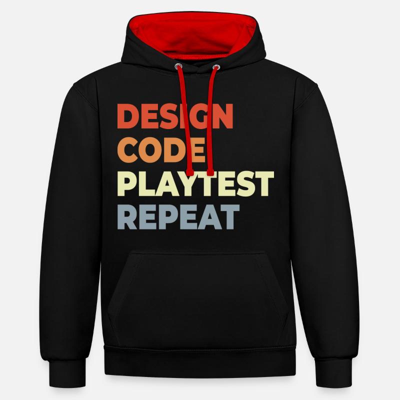 Spielentwicklung Workflow - Kontrast-Hoodie - Schwarz/Rot