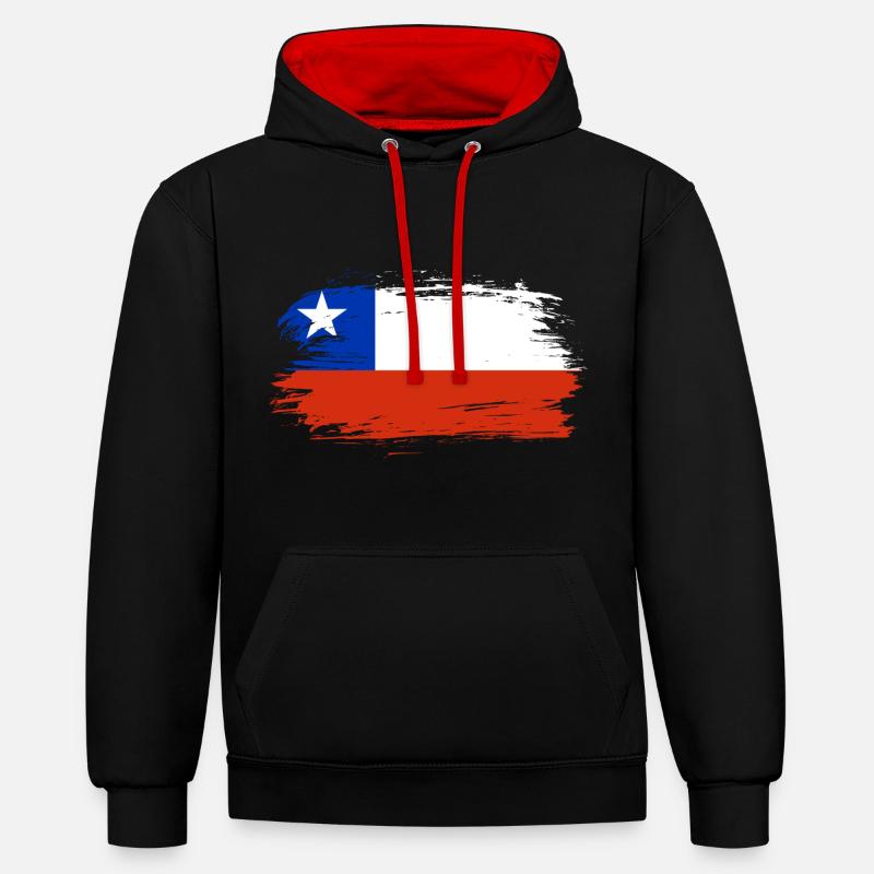 Drapeau chilien - Sweat à capuche contrasté - noir/rouge
