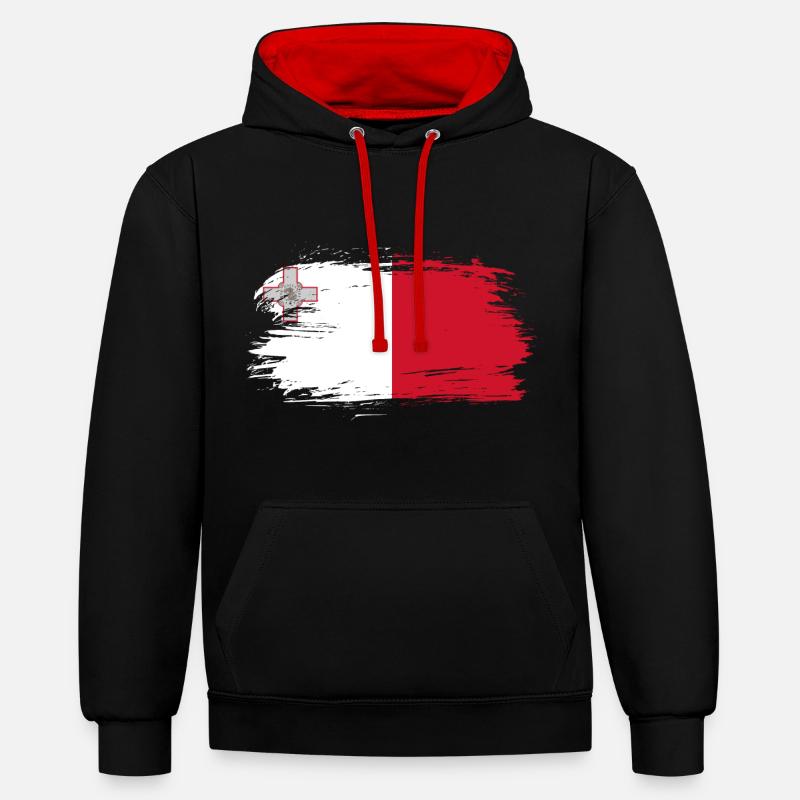 Drapeau de Malte - Sweat à capuche contrasté - noir/rouge