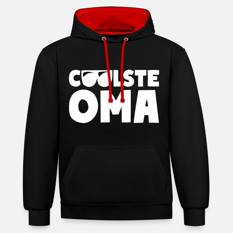 GRAND-MÈRE LA PLUS COOL - Sweat à capuche contrasté - noir/rouge
