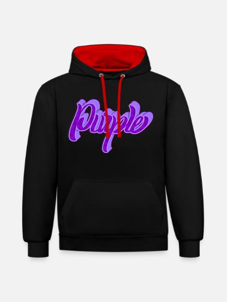 lila lieblingsfarbe - Kontrast-Hoodie - Schwarz/Rot