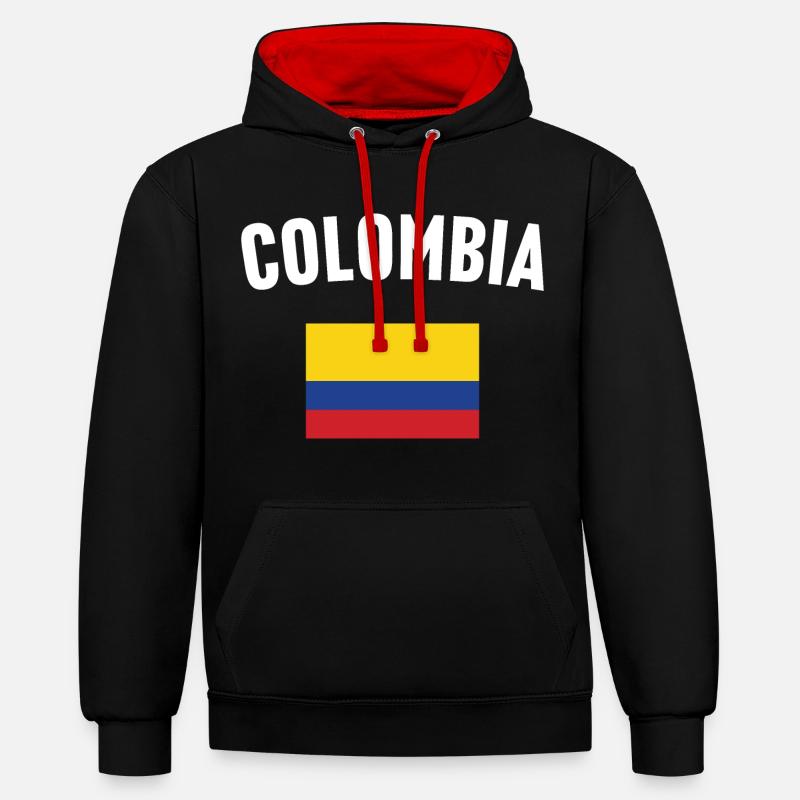 Drapeau de la Colombie - Sweat à capuche contrasté - noir/rouge