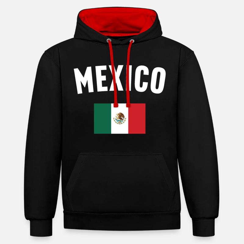 Drapeau du Mexique - Sweat à capuche contrasté - noir/rouge