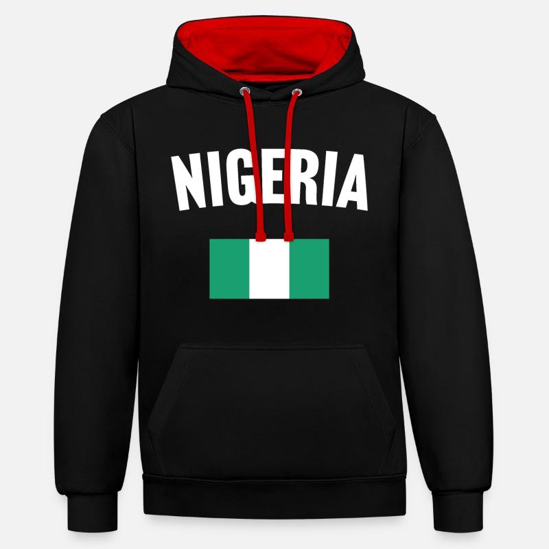 Drapeau du Nigeria - Sweat à capuche contrasté - noir/rouge