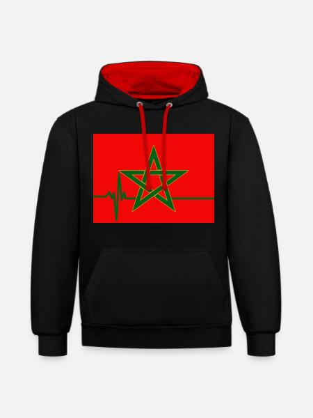 Der König von Marokko - Kontrast-Hoodie - Schwarz/Rot
