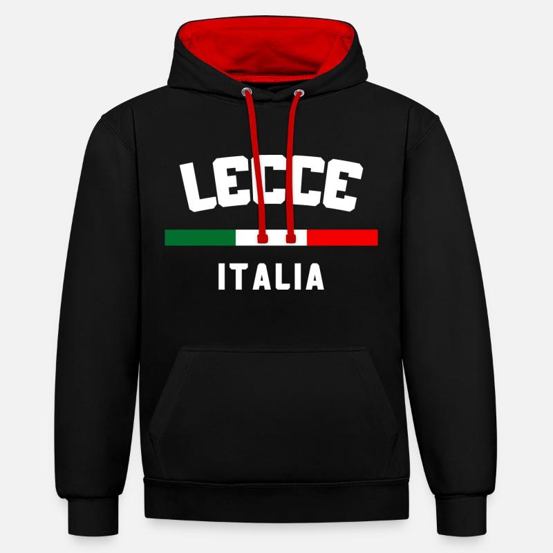 Lecce Italia - Sweat à capuche contrasté - noir/rouge