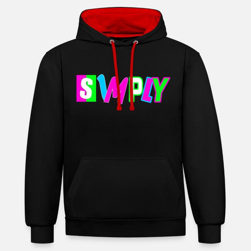 Simplement - Sweat à capuche contrasté - noir/rouge