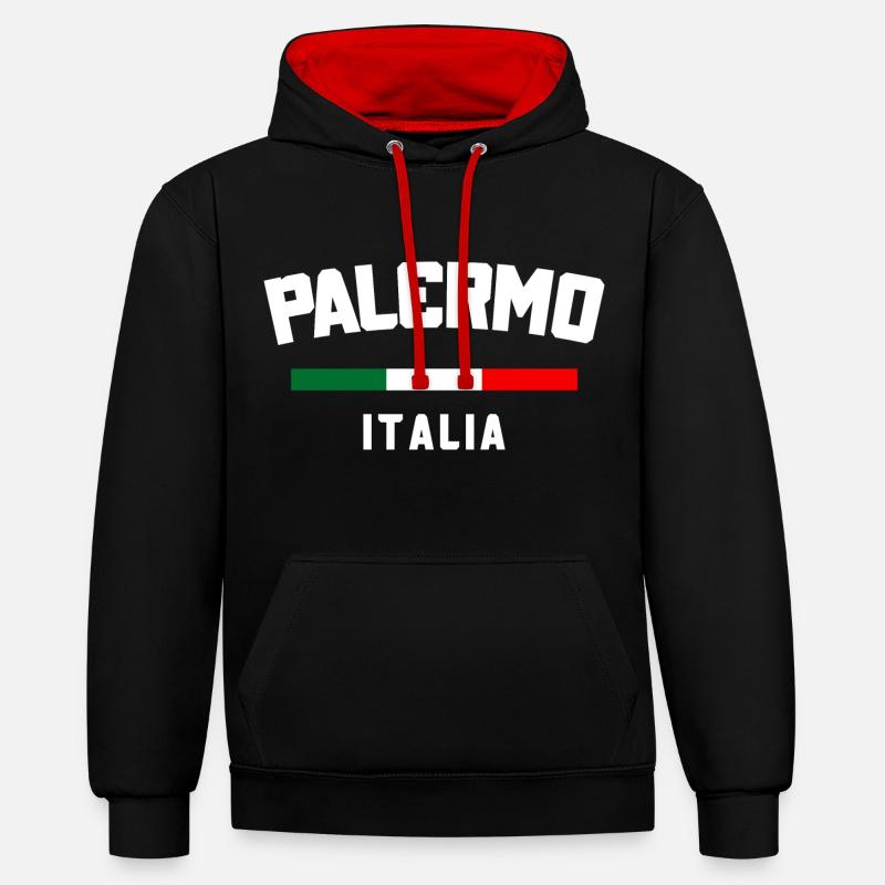 Palermo Italia - Sweat à capuche contrasté - noir/rouge