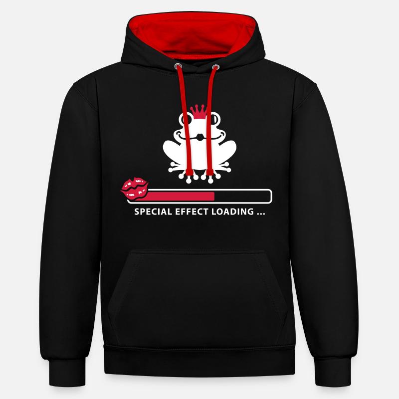 Grenouille effet spécial - Sweat à capuche contrasté - noir/rouge