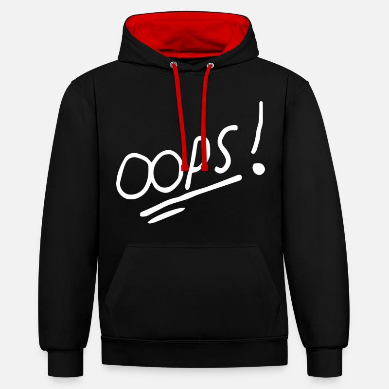 Vibrant Oops Conception de texte manuscrit - Sweat à capuche contrasté - noir/rouge