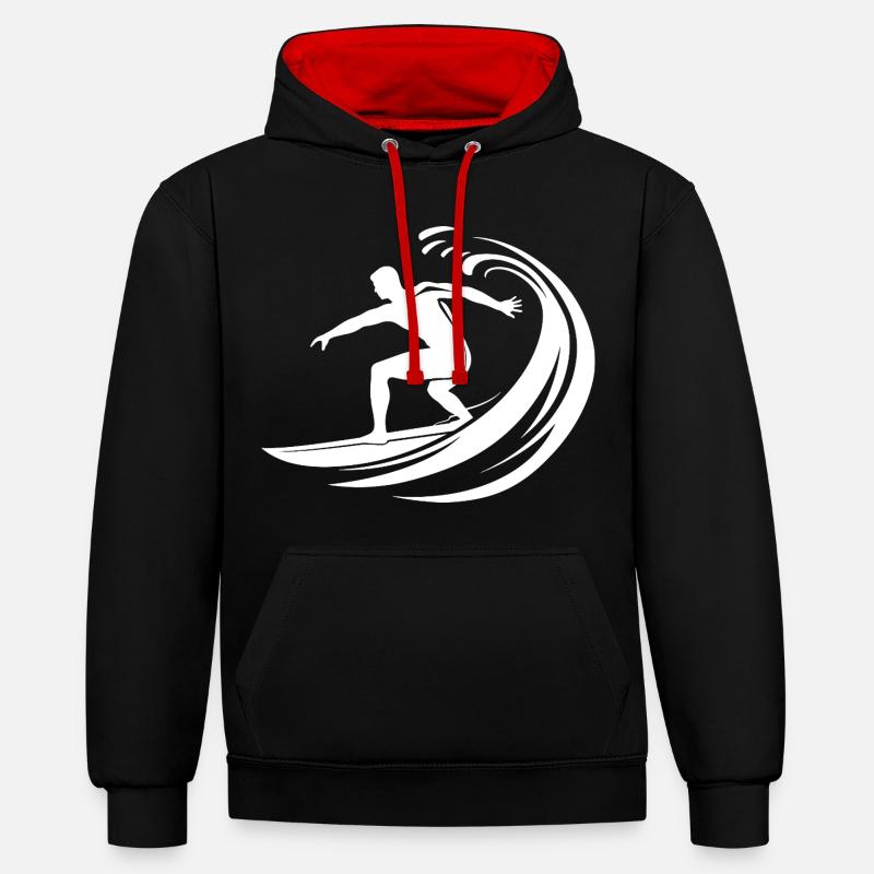 Logo de surf - Sweat à capuche contrasté - noir/rouge