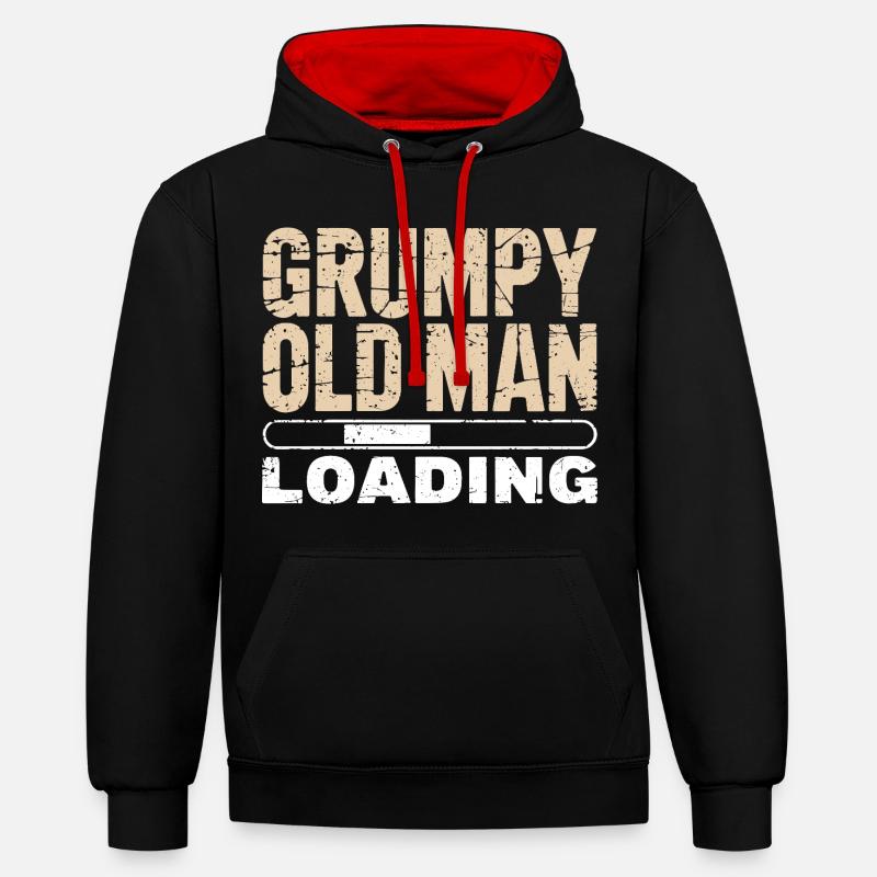 Grumpy Old Man Loading - Kontrast-Hoodie - Schwarz/Rot