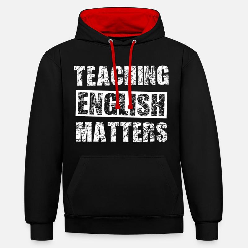 Le professeur d’anglais - Sweat à capuche contrasté - noir/rouge