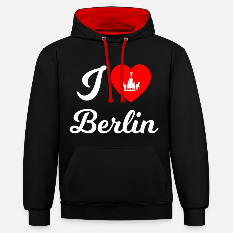 Le cœur de Berlin - Sweat à capuche contrasté - noir/rouge