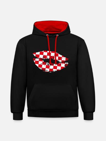 Croatia Kiss Mouth - Contrast hoodie - black/red