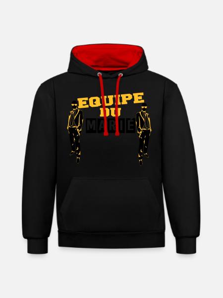 équipe marié 3 - Sweat à capuche contrasté - noir/rouge