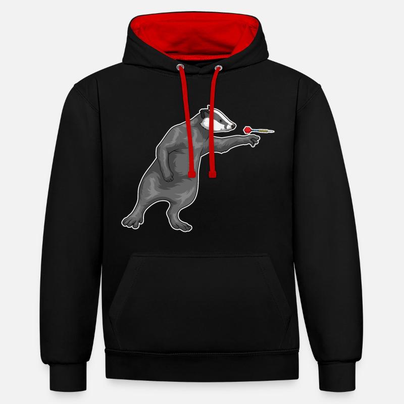 Fléchette blaireau - Sweat à capuche contrasté - noir/rouge