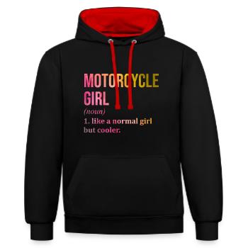 Motorcycle Motorcycle Motorcycle - Contrast hoodie - black/red - Front - Anna (173cm) & Nico (186cm)