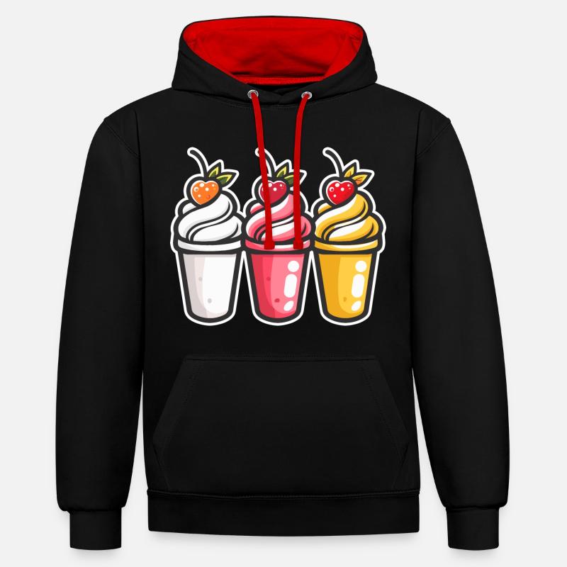 Coupes de glace - Sweat à capuche contrasté - noir/rouge