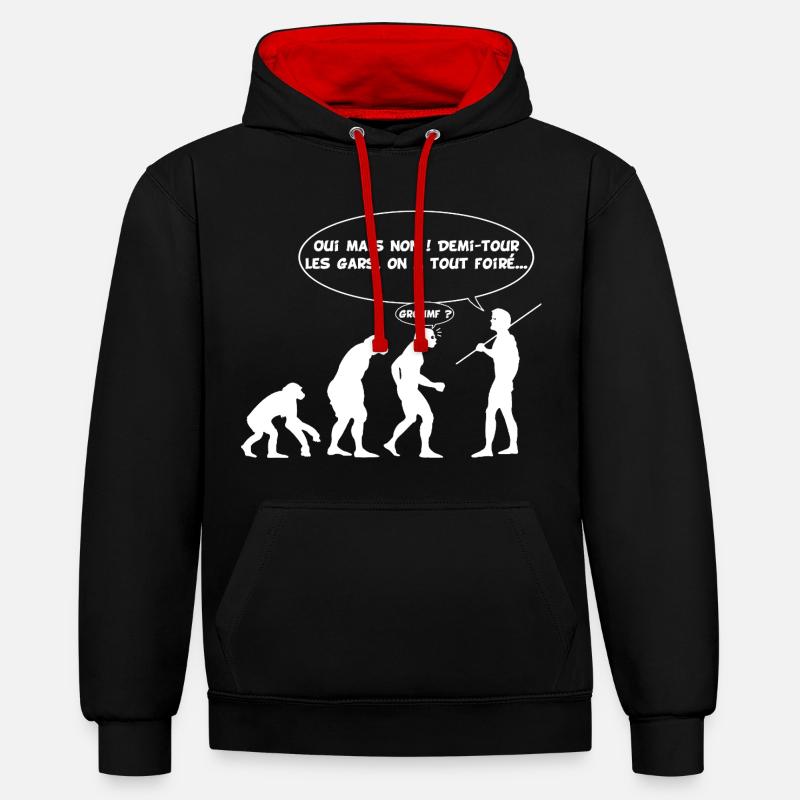 Evolution error (white) - Contrast hoodie - black/red