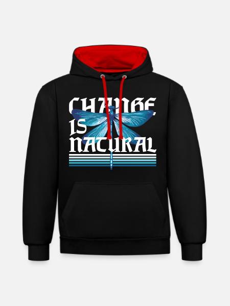 Libelle Libellen Change Is Natural - Kontrast-Hoodie - Schwarz/Rot