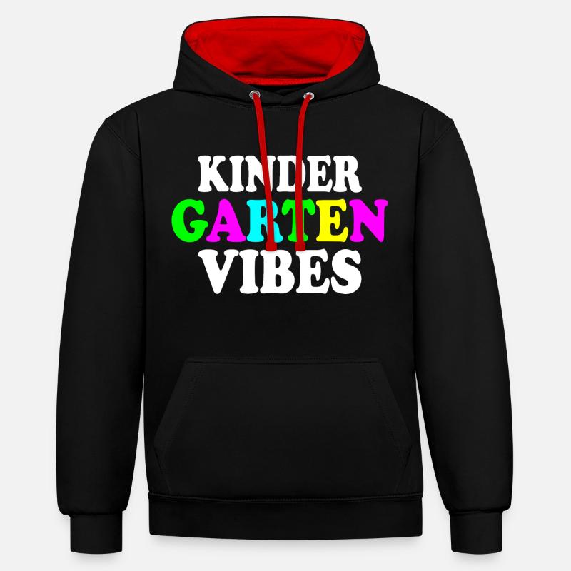 kindergarten vibes - Sweat à capuche contrasté - noir/rouge