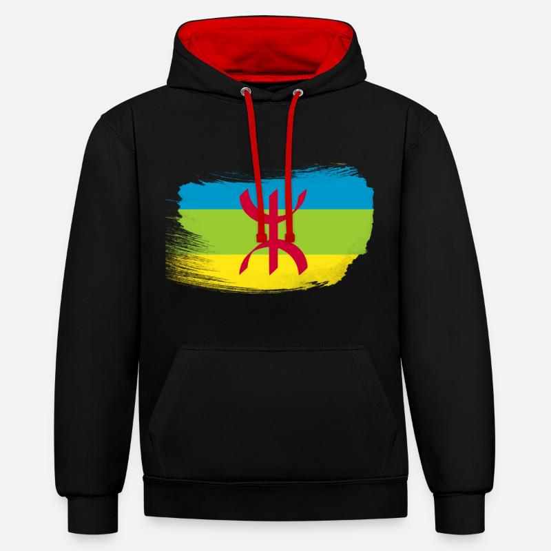 Amazigh - Sweat à capuche contrasté - noir/rouge