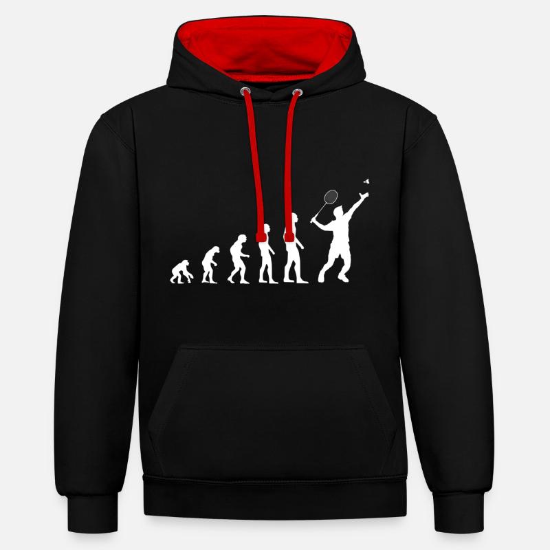 Badminton shuttlecock gift evolution coach - Contrast hoodie - black/red