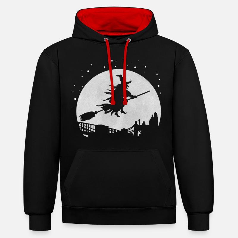 sorcière - Sweat à capuche contrasté - noir/rouge