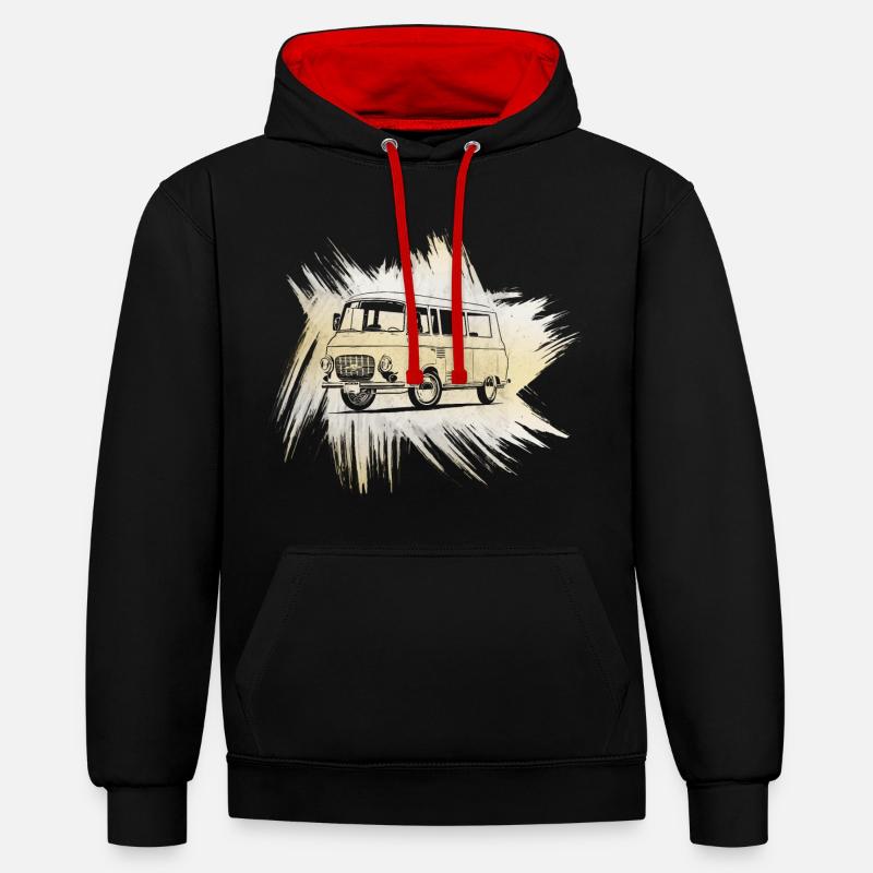 B1000 Grunge Look - Sweat à capuche contrasté - noir/rouge