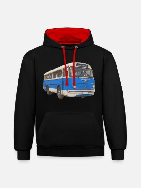 Old blue bus - Contrast hoodie - black/red