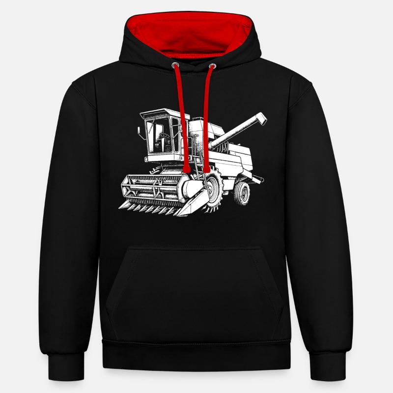 L’énergie de la RDA – E517 - Sweat à capuche contrasté - noir/rouge