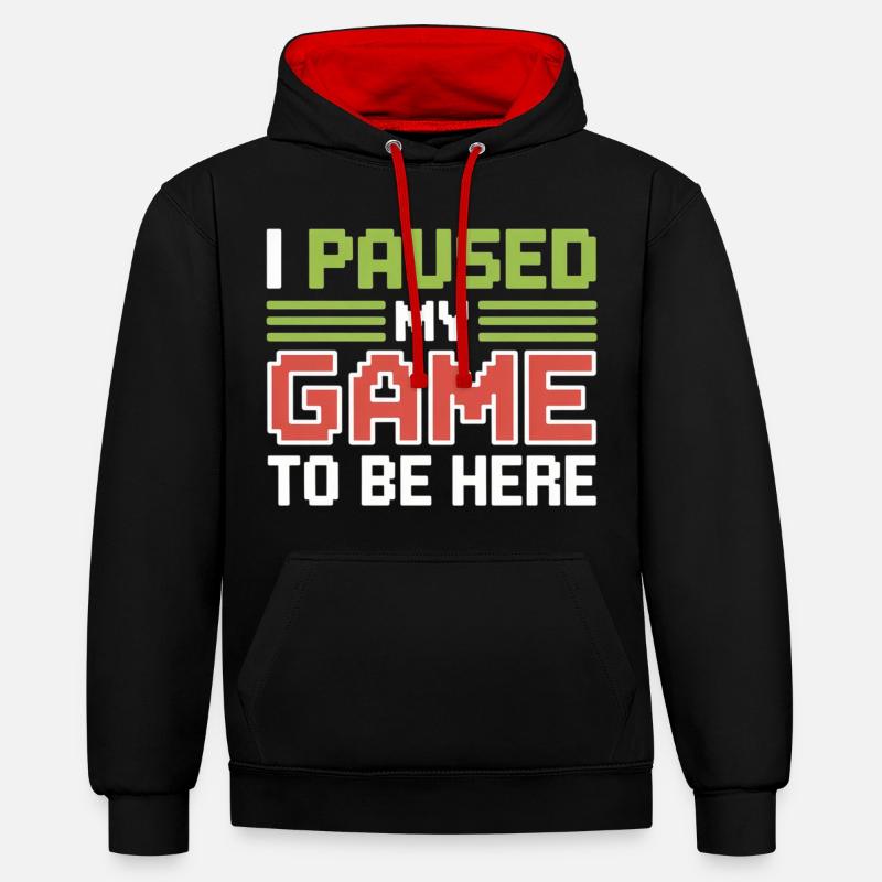 Pause : Mon jeu interrompu - Sweat à capuche contrasté - noir/rouge