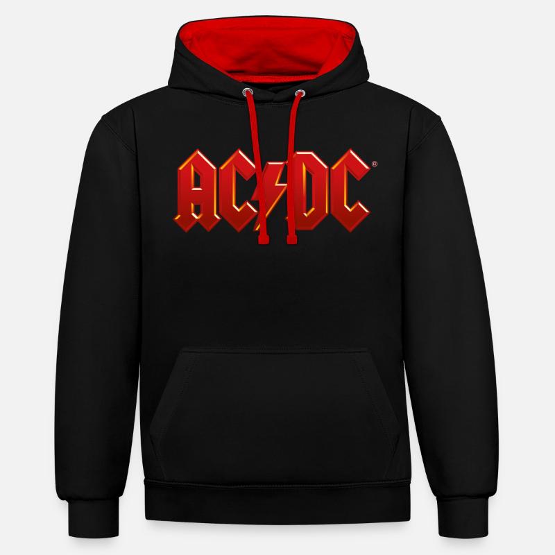 Logo classico AC/DC con fulmine - Felpa con cappuccio in contrasto cromatico - nero/rosso