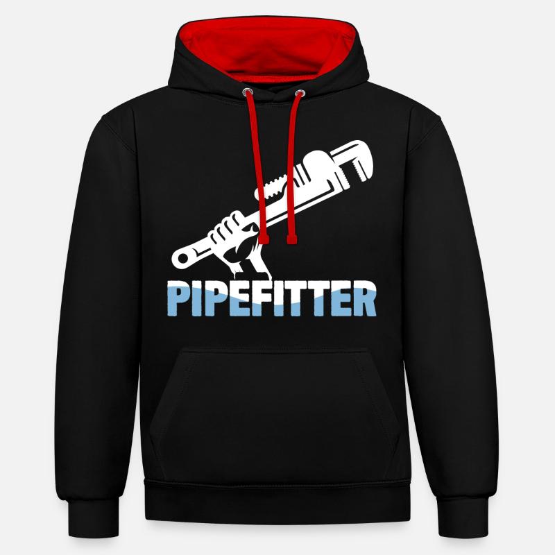 Tuyauteur - Sweat à capuche contrasté - noir/rouge