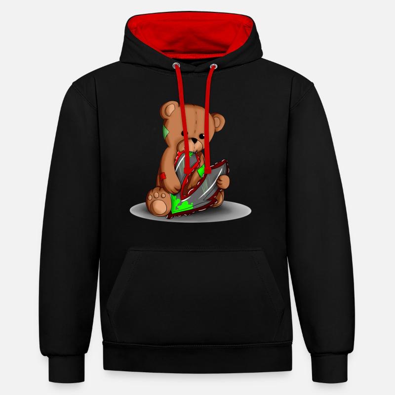 Teddy avec logo - Sweat à capuche contrasté - noir/rouge