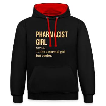 Pharmacie Pharmacie Pharmacie - Sweat à capuche contrasté - noir/rouge - Devant - Anna (173cm) & Nico (186cm)