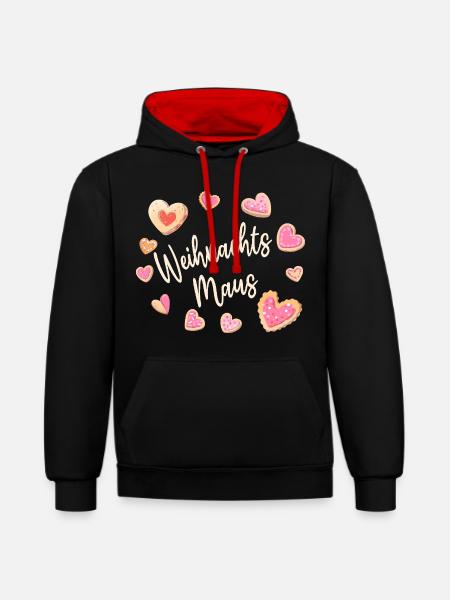 Weihnachtsmaus Kekse Plätzchen Weihnachten Advent - Kontrast-Hoodie - Schwarz/Rot