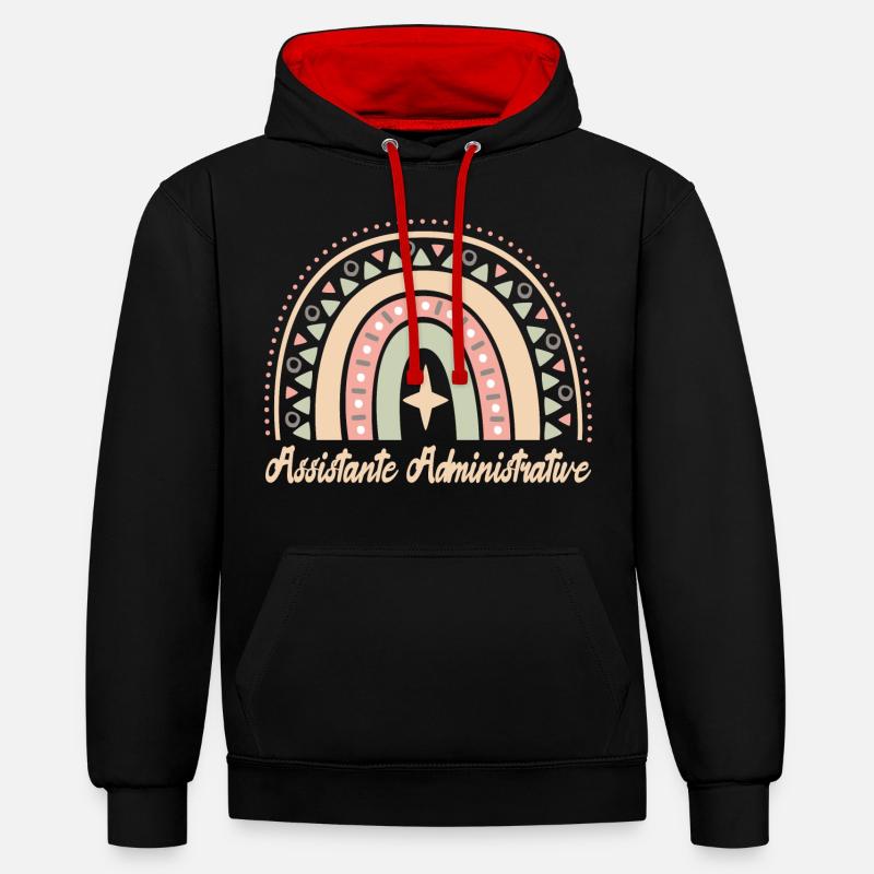 Cadeau Assistante administratif. assistante. - Sweat à capuche contrasté - noir/rouge