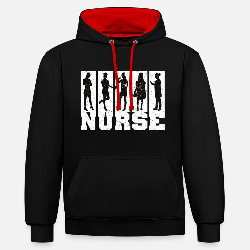 Nurse Krankenschwester Spruch Statement Beruf - Kontrast-Hoodie - Schwarz/Rot