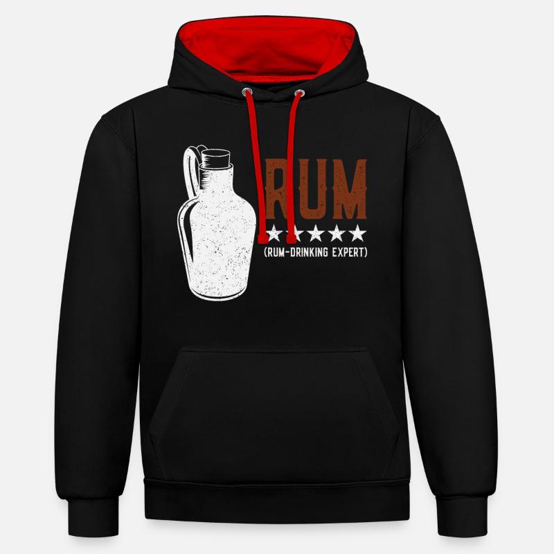 Rhum - Drinking Expert Rumtrinker - Sweat à capuche contrasté - noir/rouge