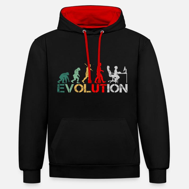 Computer Nerd Programmierer Evolution witzige - Kontrast-Hoodie - Schwarz/Rot