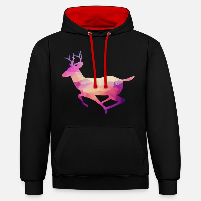 Cerf - Sweat à capuche contrasté - noir/rouge