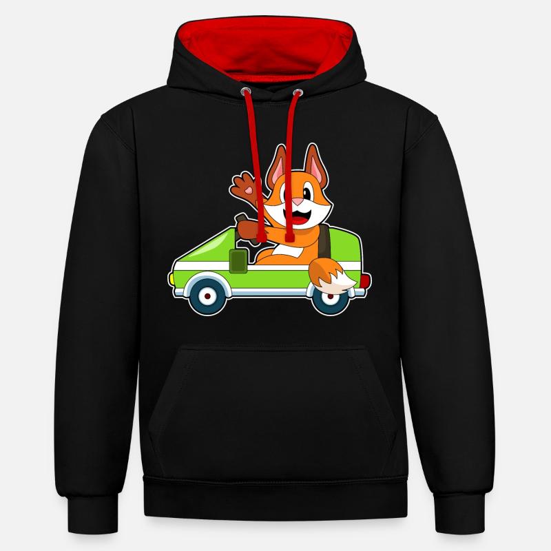 Voiture Fuchs - Sweat à capuche contrasté - noir/rouge