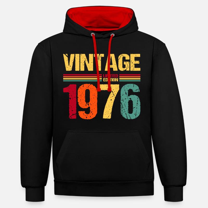 50e anniversaire édition limitée 1976 - Sweat à capuche contrasté - noir/rouge