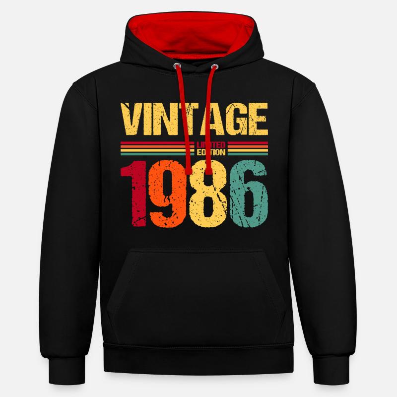 40e anniversaire 1986 Édition limitée - Sweat à capuche contrasté - noir/rouge
