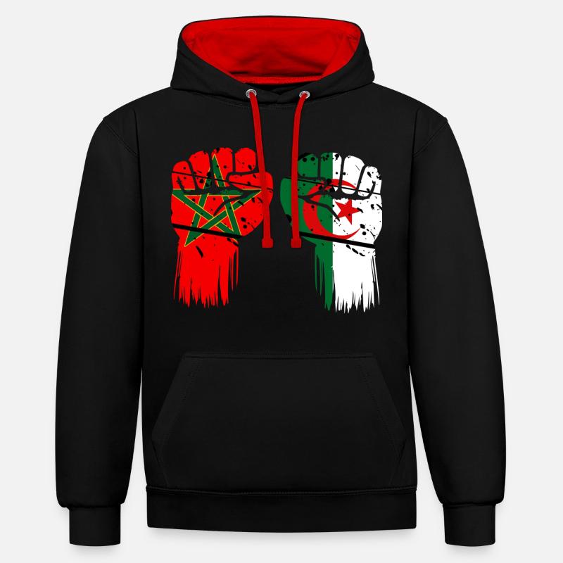 Maroc Algérie Khawa Khawa - Sweat à capuche contrasté - noir/rouge